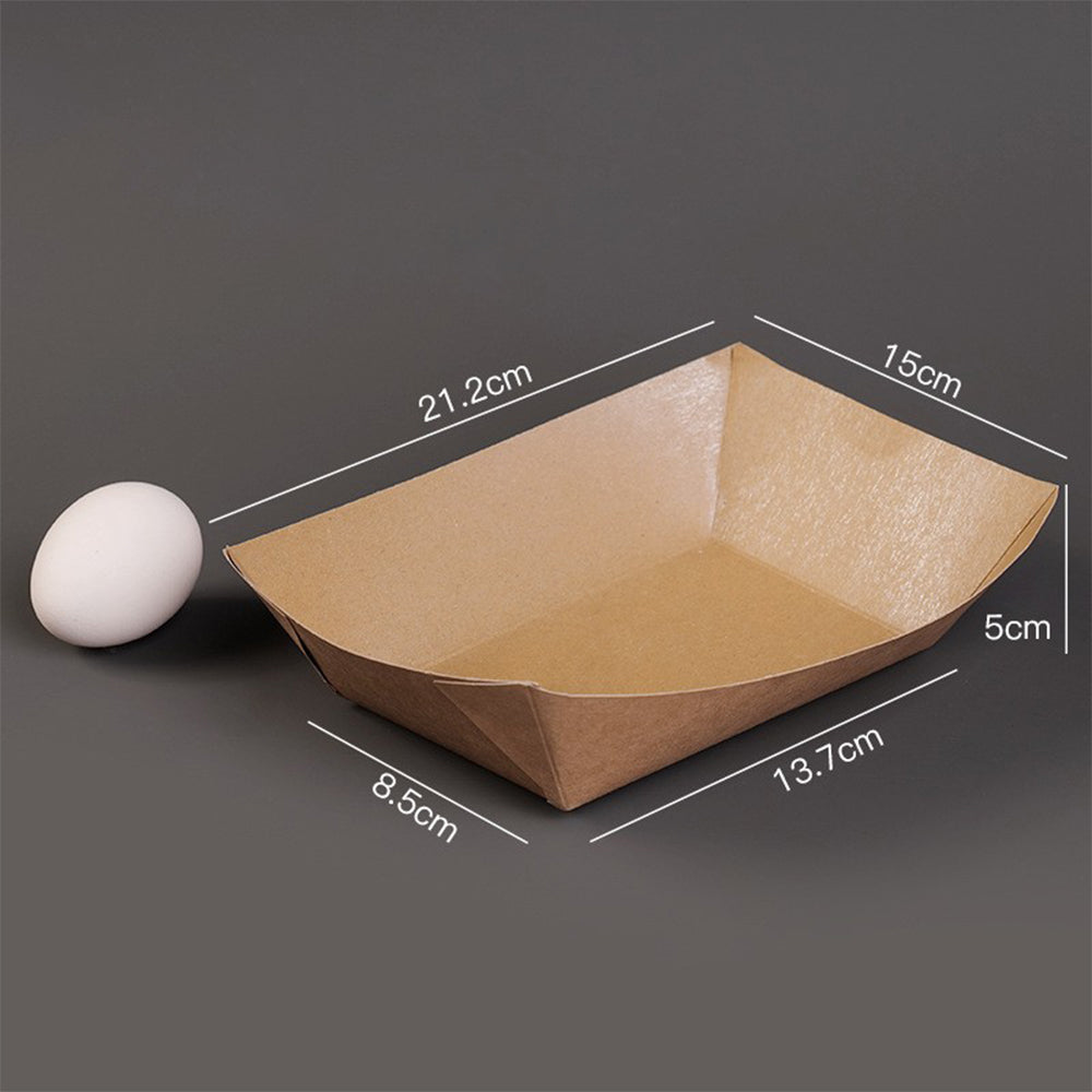 Kraft Paper Open-Top Food Boxes - Disposable Takeout Containers for Fried Chicken, Fries & Wings