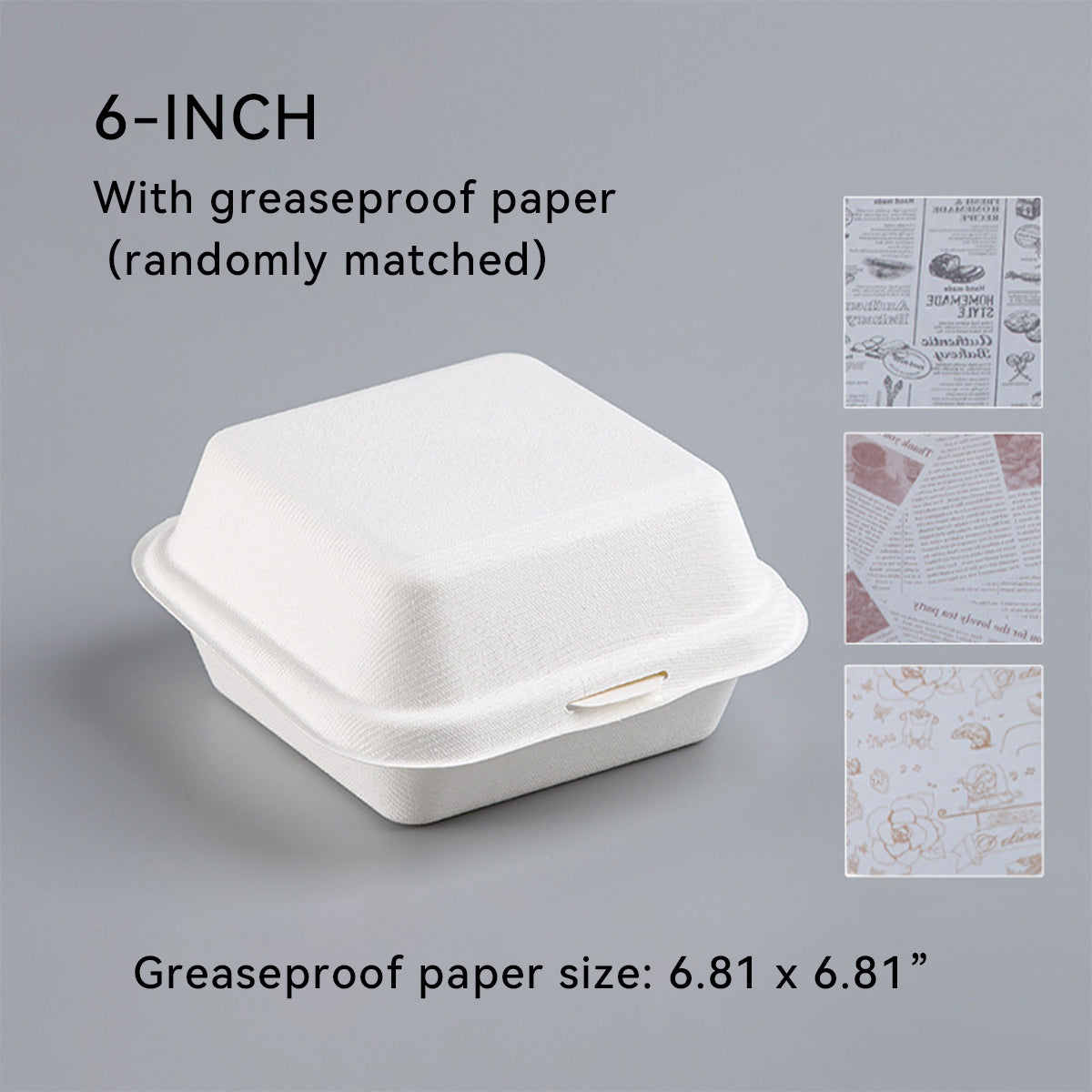 Disposable Paper Pulp Burger & Cake Boxes - 4 & 6 Inch Biodegradable Takeout Containers 丨 900 pcs