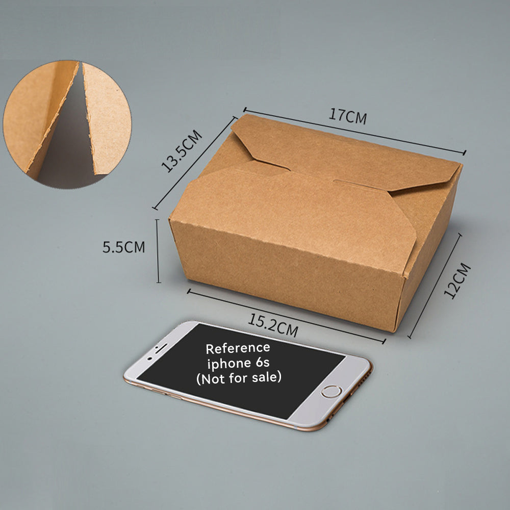 Disposable Kraft Paper Biodegradable Takeout Food Containers