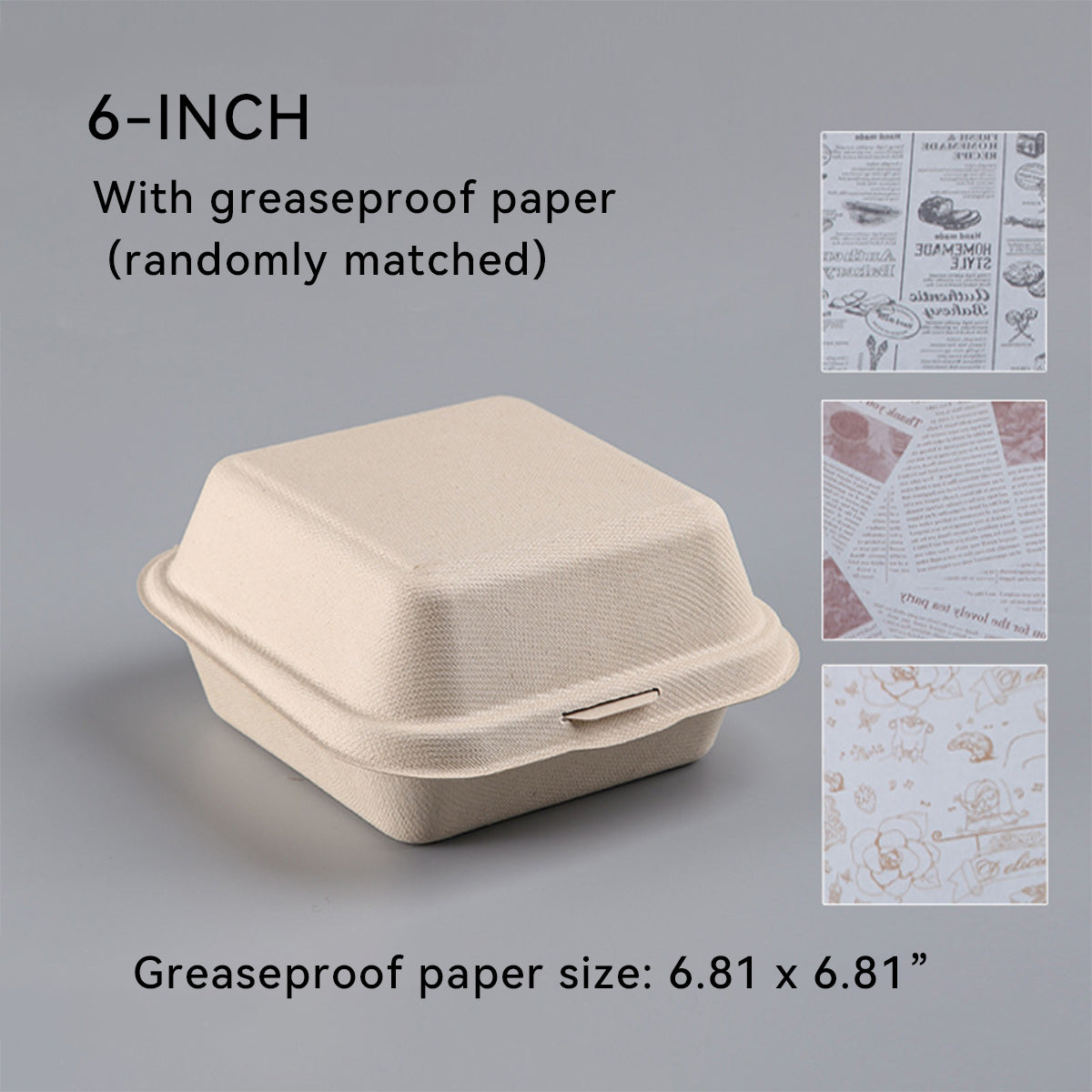 Disposable Paper Pulp Burger & Cake Boxes - 4 & 6 Inch Biodegradable Takeout Containers 丨 900 pcs