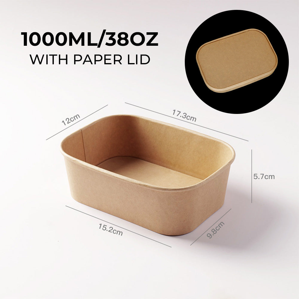 Disposable Kraft Paper Square Bowls - Takeout Containers for Light Meals & Picnics 400 pieces