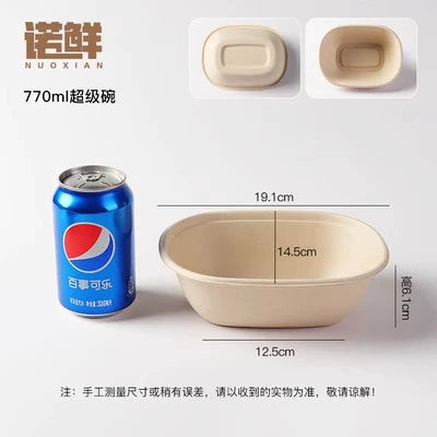 Eco-Friendly Disposable Food Containers - Biodegradable Pulp Bowls with Secure Lids