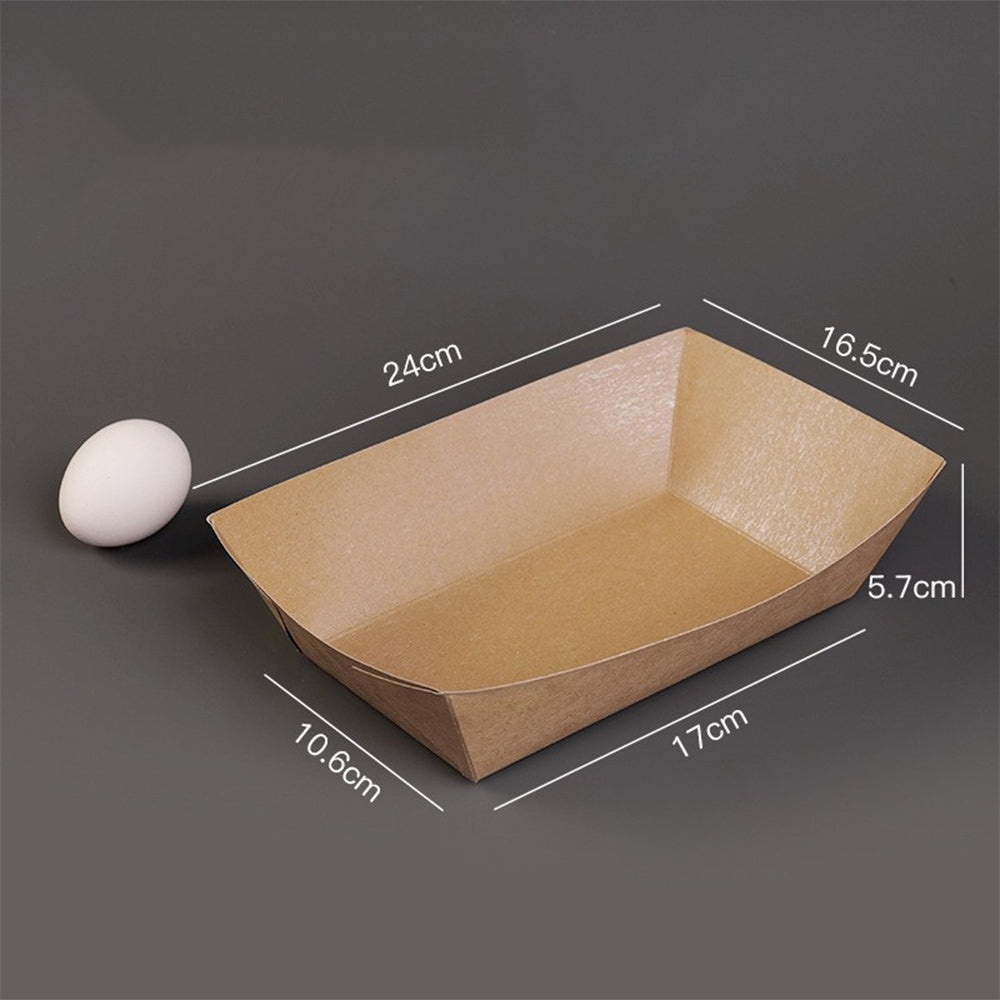 Kraft Paper Open-Top Food Boxes - Disposable Takeout Containers for Fried Chicken, Fries & Wings