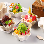 Biodegradable Sugarcane Pulp Food Bowls - Petal & Plum Blossom Design 6oz | 1000pcs