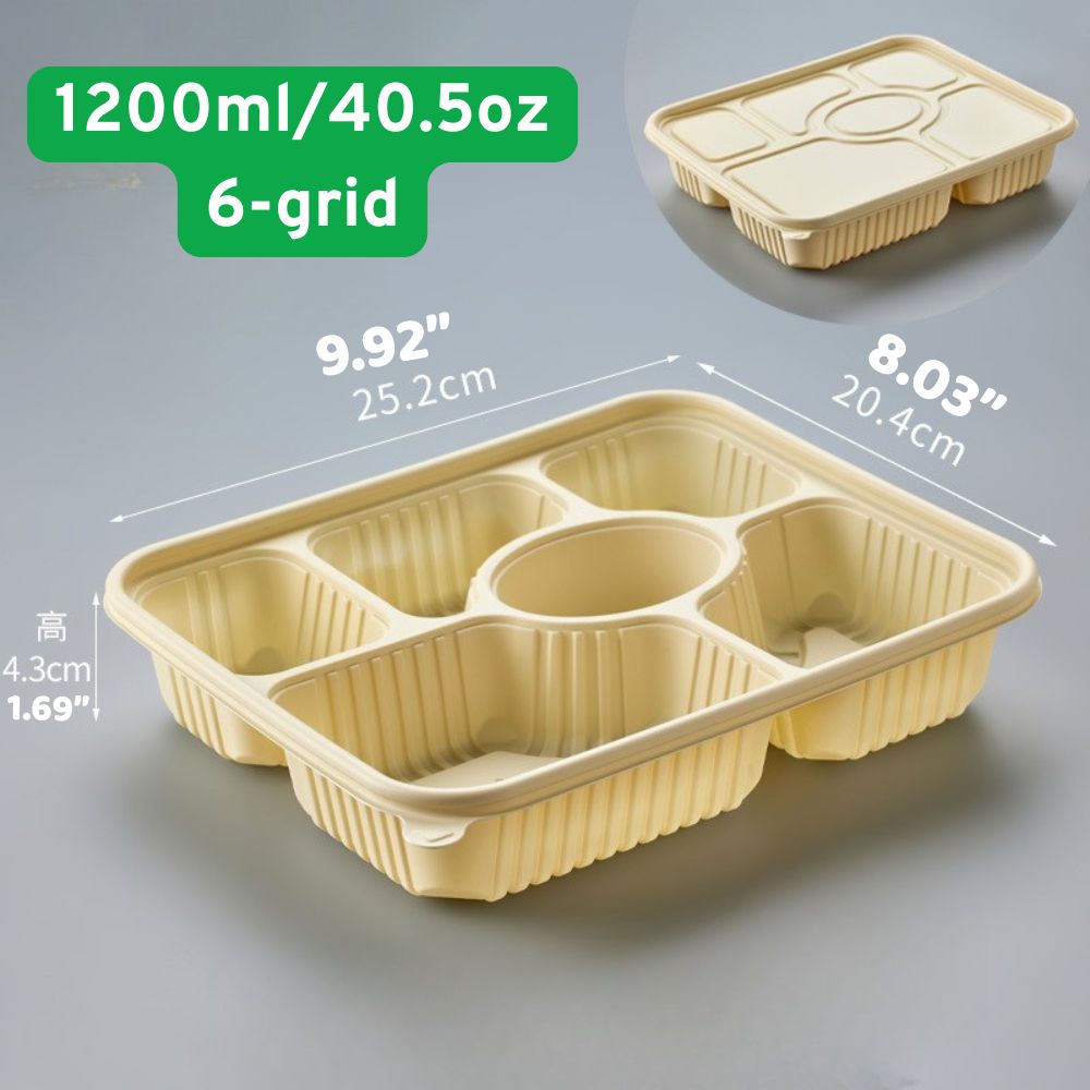 Multi-Compartment Corn Starch Disposable Takeout Containers | 300pcs