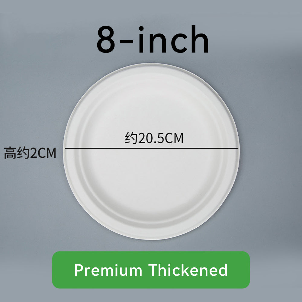Eco-Friendly Disposable Round Paper Plates - Sugarcane Pulp