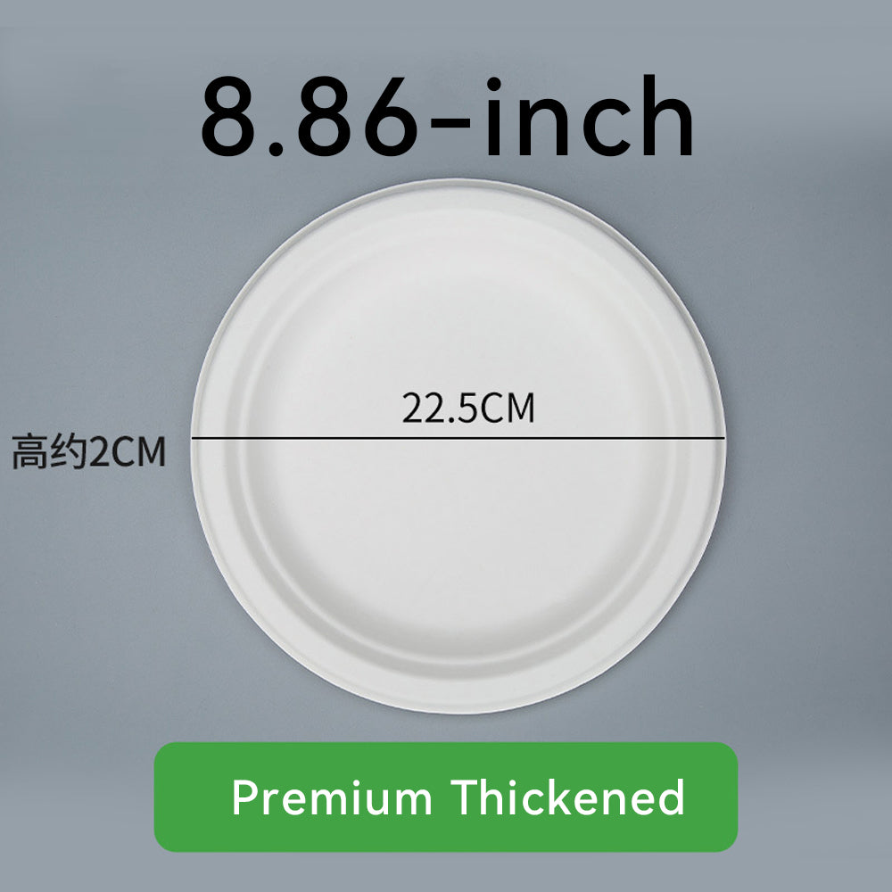 Eco-Friendly Disposable Round Paper Plates - Sugarcane Pulp