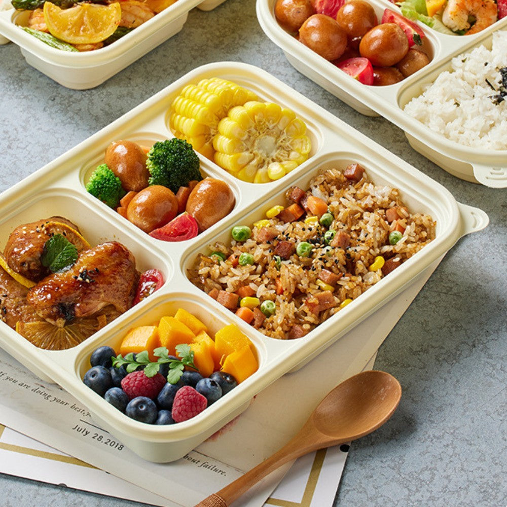 Multi-Compartment Corn Starch Disposable Takeout Containers | 300pcs