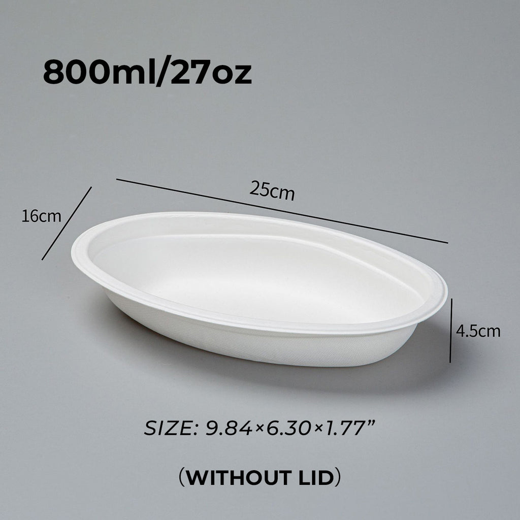 Biodegradable Disposable Paper Pulp Oval Bowls 900 pcs