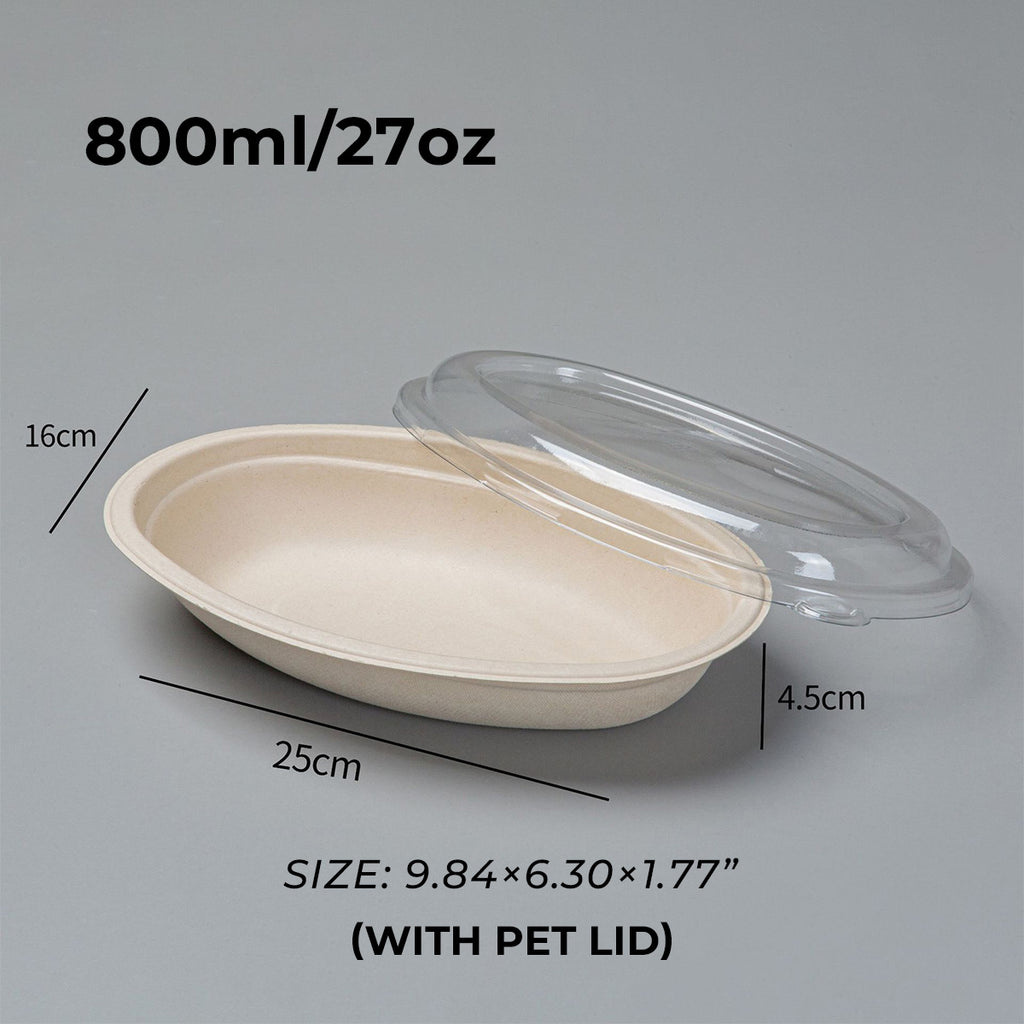 Biodegradable Disposable Paper Pulp Oval Bowls 900 pcs