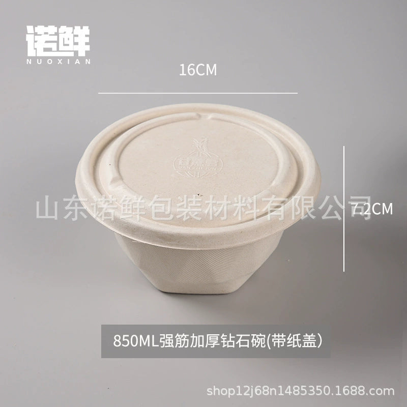 Biodegradable Disposable Round Paper Bowls with Lids - 700 pcs