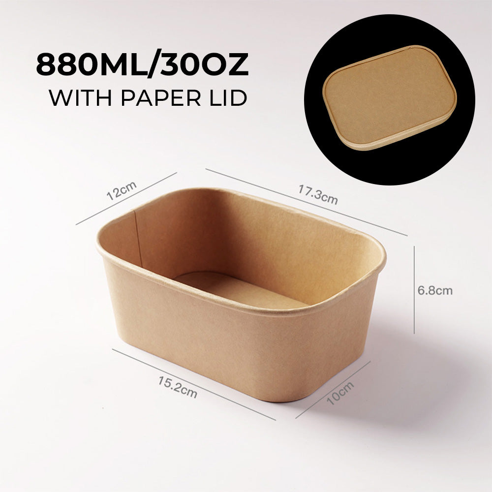 Disposable Kraft Paper Square Bowls - Takeout Containers for Light Meals & Picnics 400 pieces