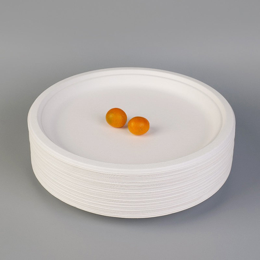 Eco-Friendly Disposable Round Paper Plates - Sugarcane Pulp