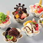 Biodegradable Sugarcane Pulp Food Bowls - Petal & Plum Blossom Design 6oz | 1000pcs