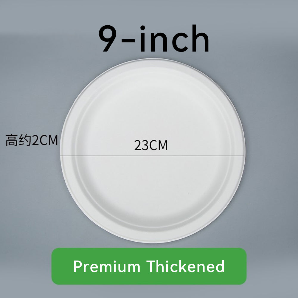 Eco-Friendly Disposable Round Paper Plates - Sugarcane Pulp
