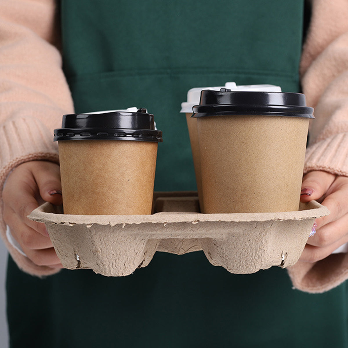 Disposable Biodegradable Coffee & Bubble Tea Cup Carriers - Eco-Friendly Takeout Holders