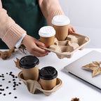 Disposable Biodegradable Coffee & Bubble Tea Cup Carriers - Eco-Friendly Takeout Holders