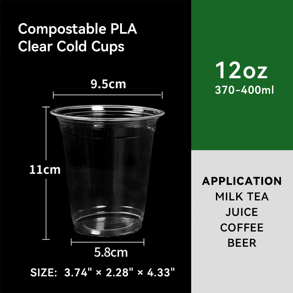 9oz~20oz Disposable PLA Compostable Clear Coffee Juice Cups