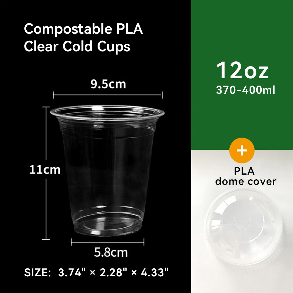 9oz~20oz Disposable PLA Compostable Clear Coffee Juice Cups