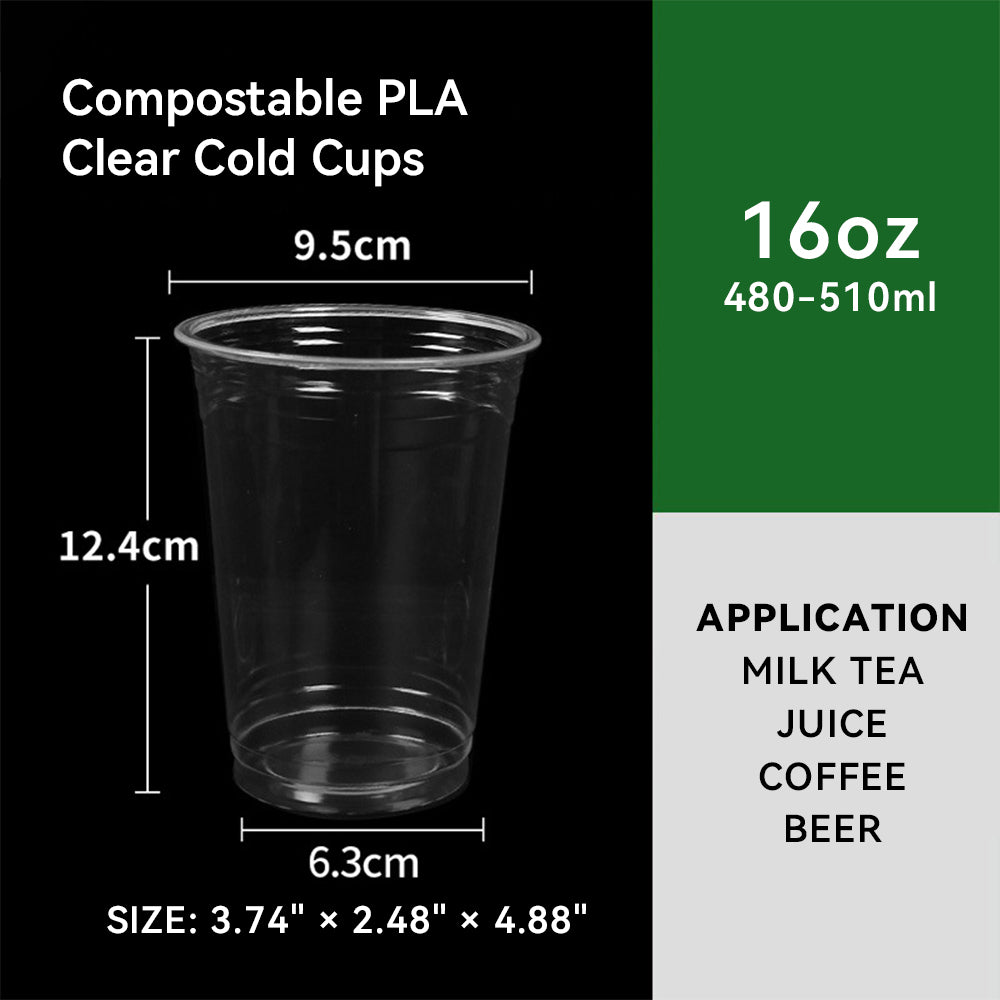 9oz~20oz Disposable PLA Compostable Clear Coffee Juice Cups