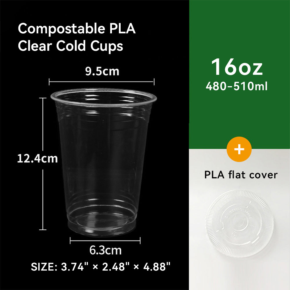 9oz~20oz Disposable PLA Compostable Clear Coffee Juice Cups