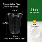 9oz~20oz Disposable PLA Compostable Clear Coffee Juice Cups