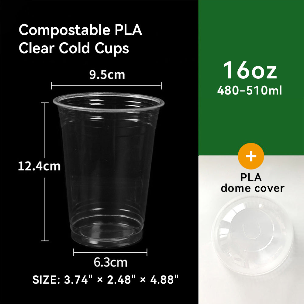 9oz~20oz Disposable PLA Compostable Clear Coffee Juice Cups