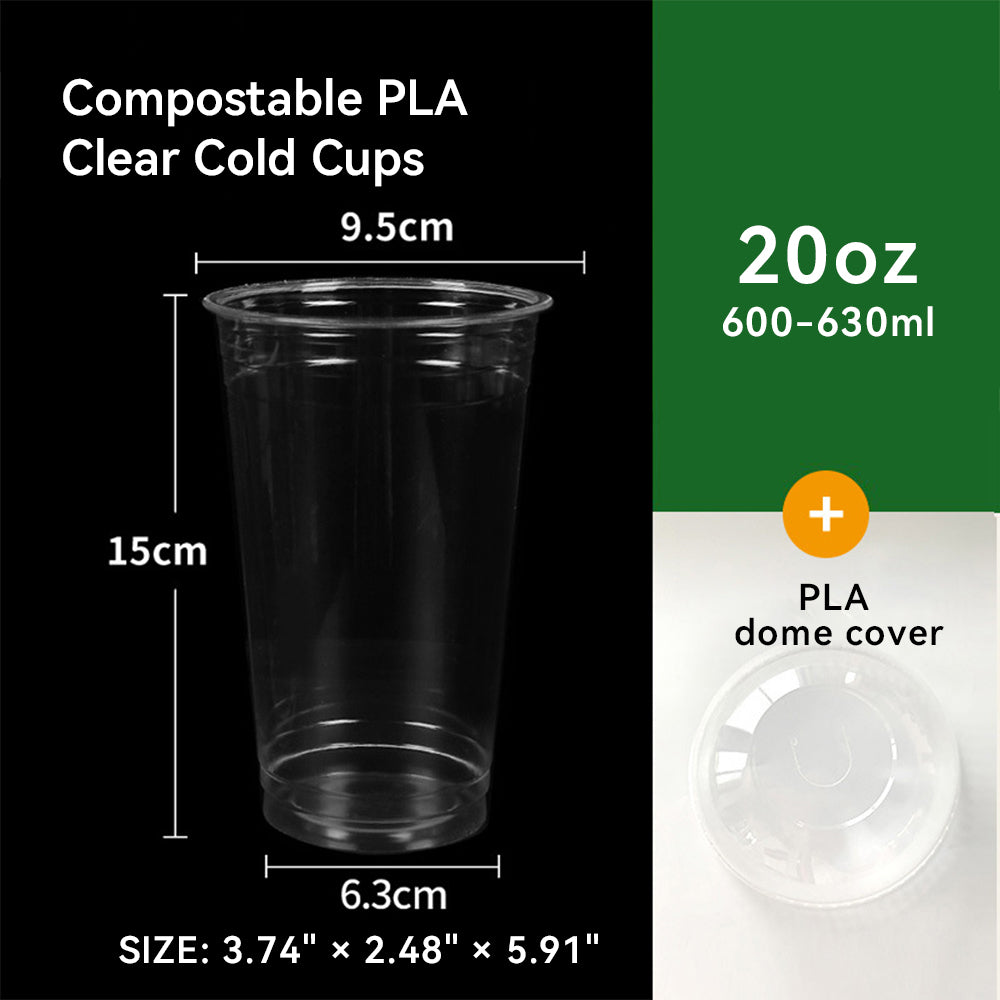 9oz~20oz Disposable PLA Compostable Clear Coffee Juice Cups