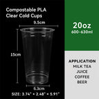 9oz~20oz Disposable PLA Compostable Clear Coffee Juice Cups