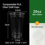 9oz~20oz Disposable PLA Compostable Clear Coffee Juice Cups