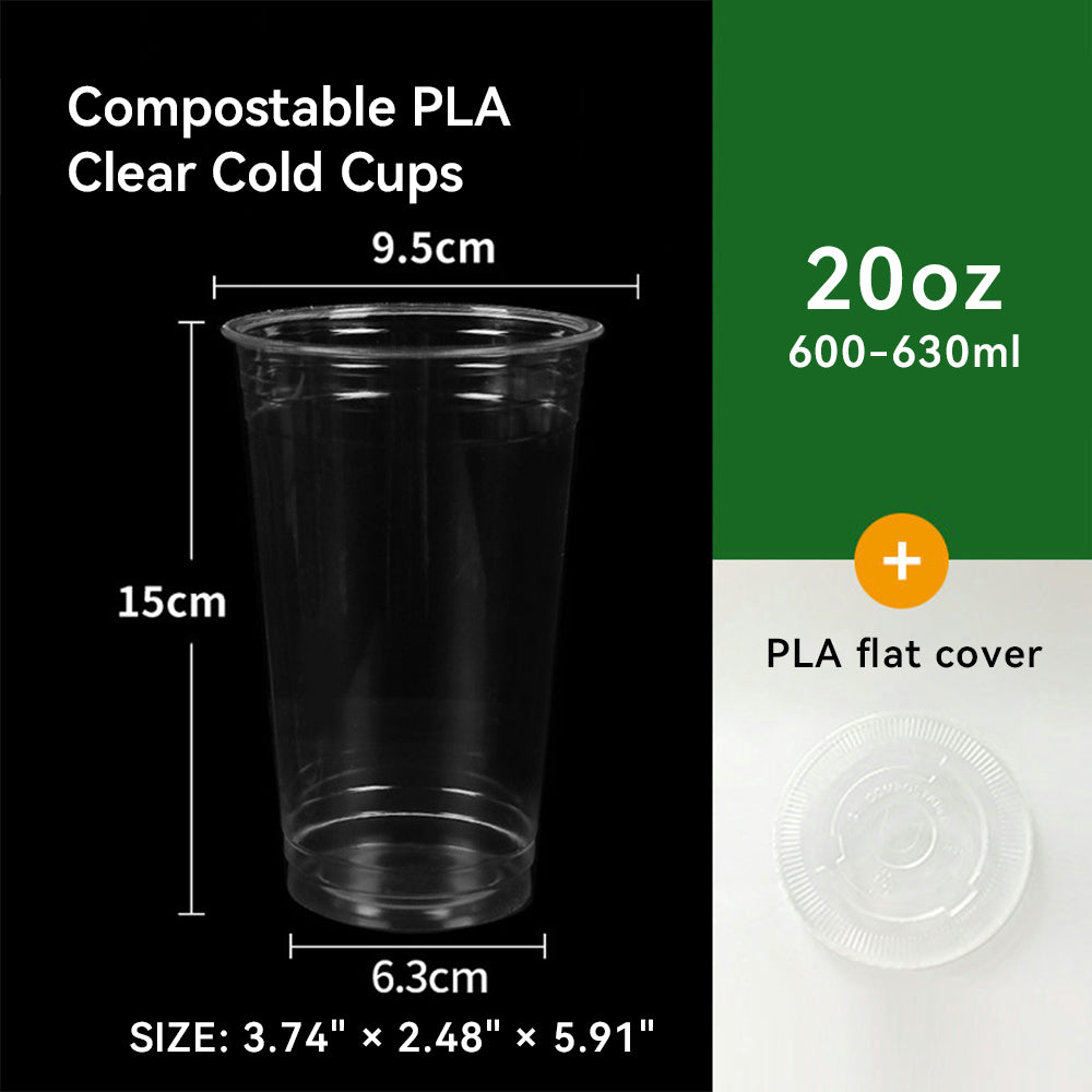 9oz~20oz Disposable PLA Compostable Clear Coffee Juice Cups