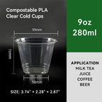 9oz~20oz Disposable PLA Compostable Clear Coffee Juice Cups