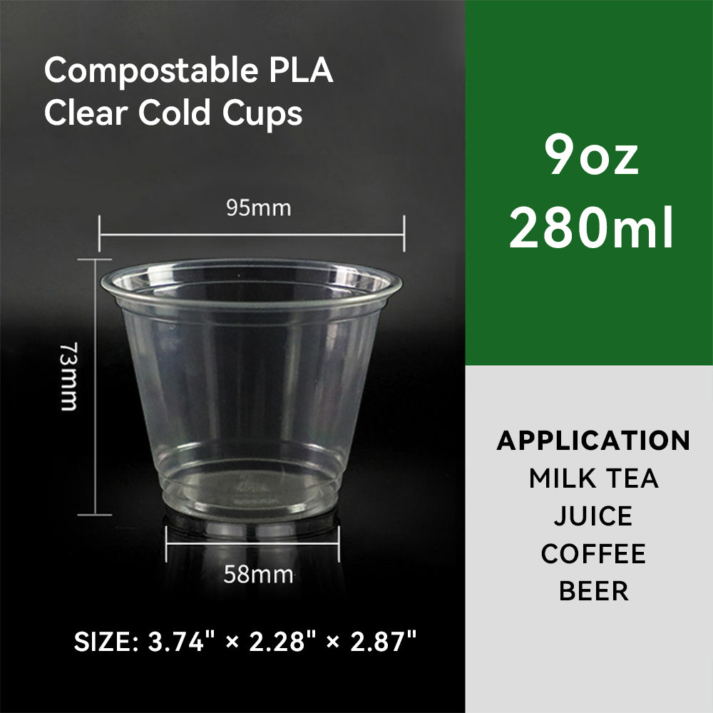 9oz~20oz Disposable PLA Compostable Clear Coffee Juice Cups