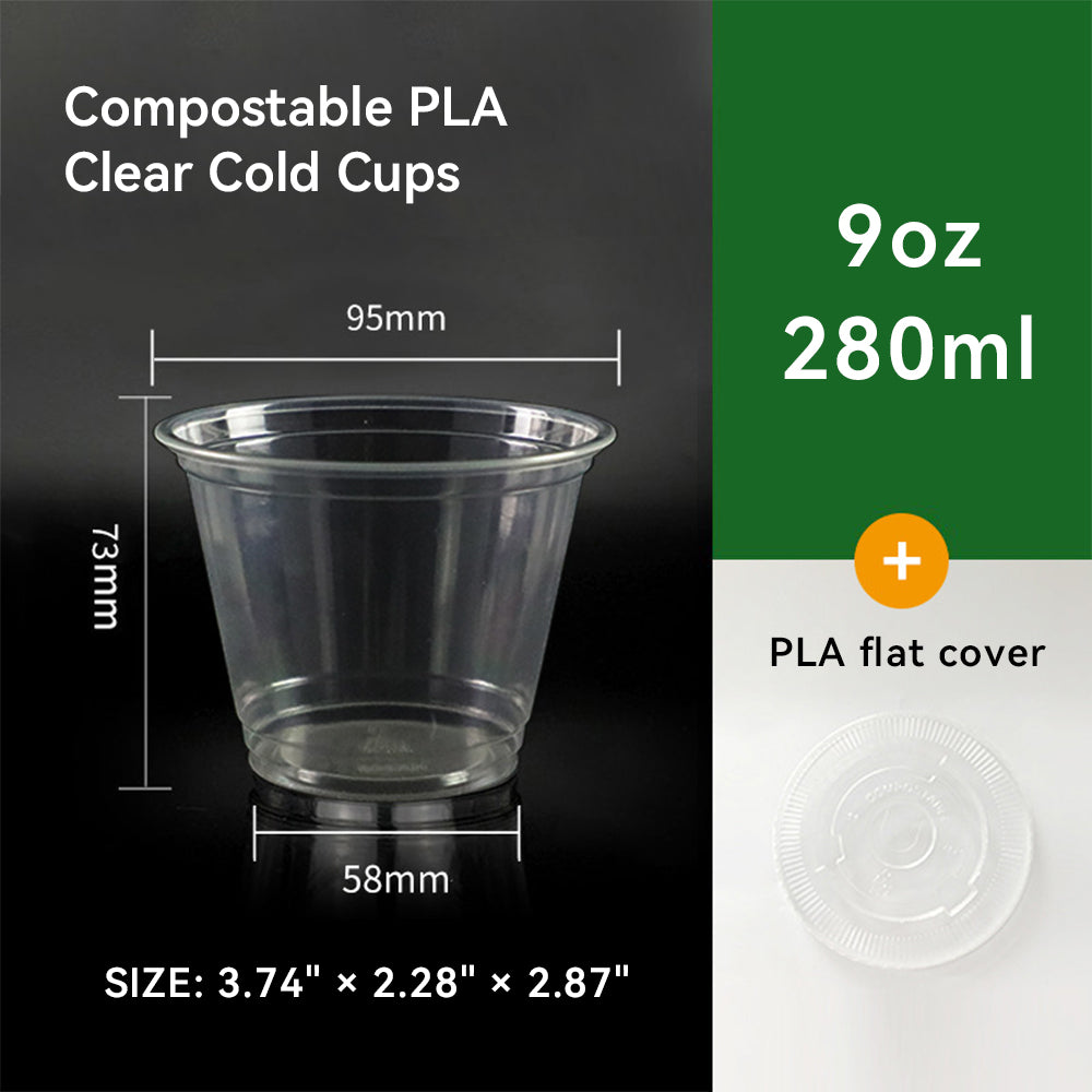 9oz~20oz Disposable PLA Compostable Clear Coffee Juice Cups