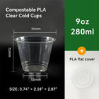 9oz~20oz Disposable PLA Compostable Clear Coffee Juice Cups