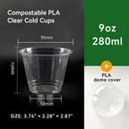 9oz~20oz Disposable PLA Compostable Clear Coffee Juice Cups