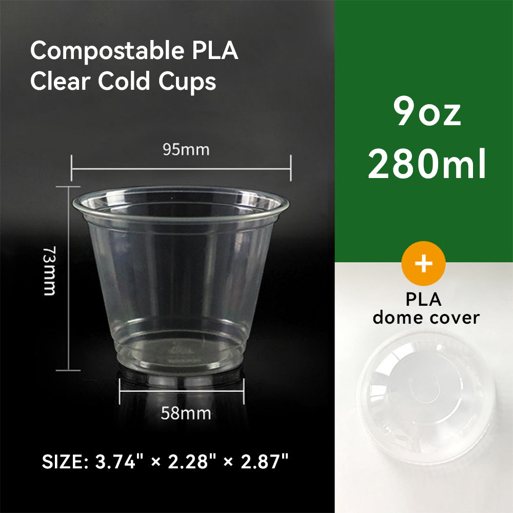 9oz~20oz Disposable PLA Compostable Clear Coffee Juice Cups