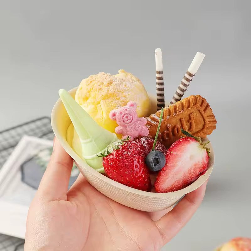 Disposable Paper Food Containers - Oval Bathtub Bowls for Desserts, Ice Cream, Soup & Salad Takeout丨 1500 pcs