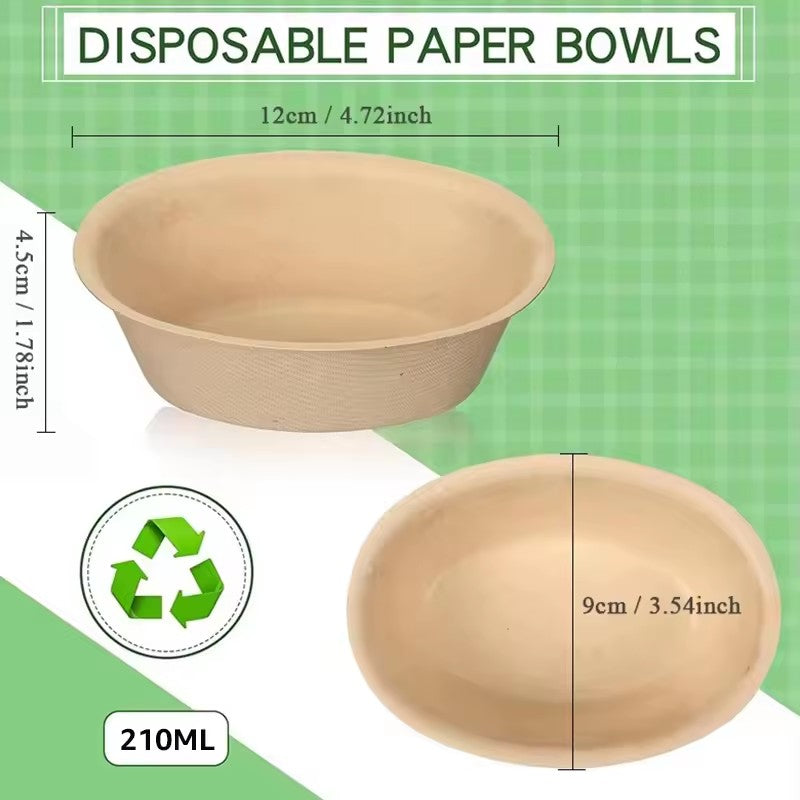 Disposable Paper Food Containers - Oval Bathtub Bowls for Desserts, Ice Cream, Soup & Salad Takeout丨 1500 pcs