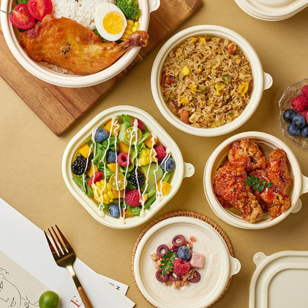 Biodegradable Corn Starch Round Takeout Bowls | 17oz-51oz Multi-Size | 500pcs/Case