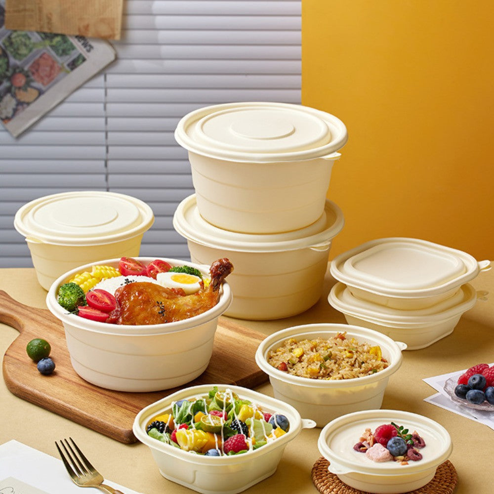 Biodegradable Corn Starch Round Takeout Bowls | 17oz-51oz Multi-Size | 500pcs/Case