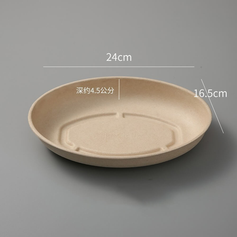 Disposable Oval Takeout Containers with PET Lids - Paper Pulp Fast Food Boxes 850ml
