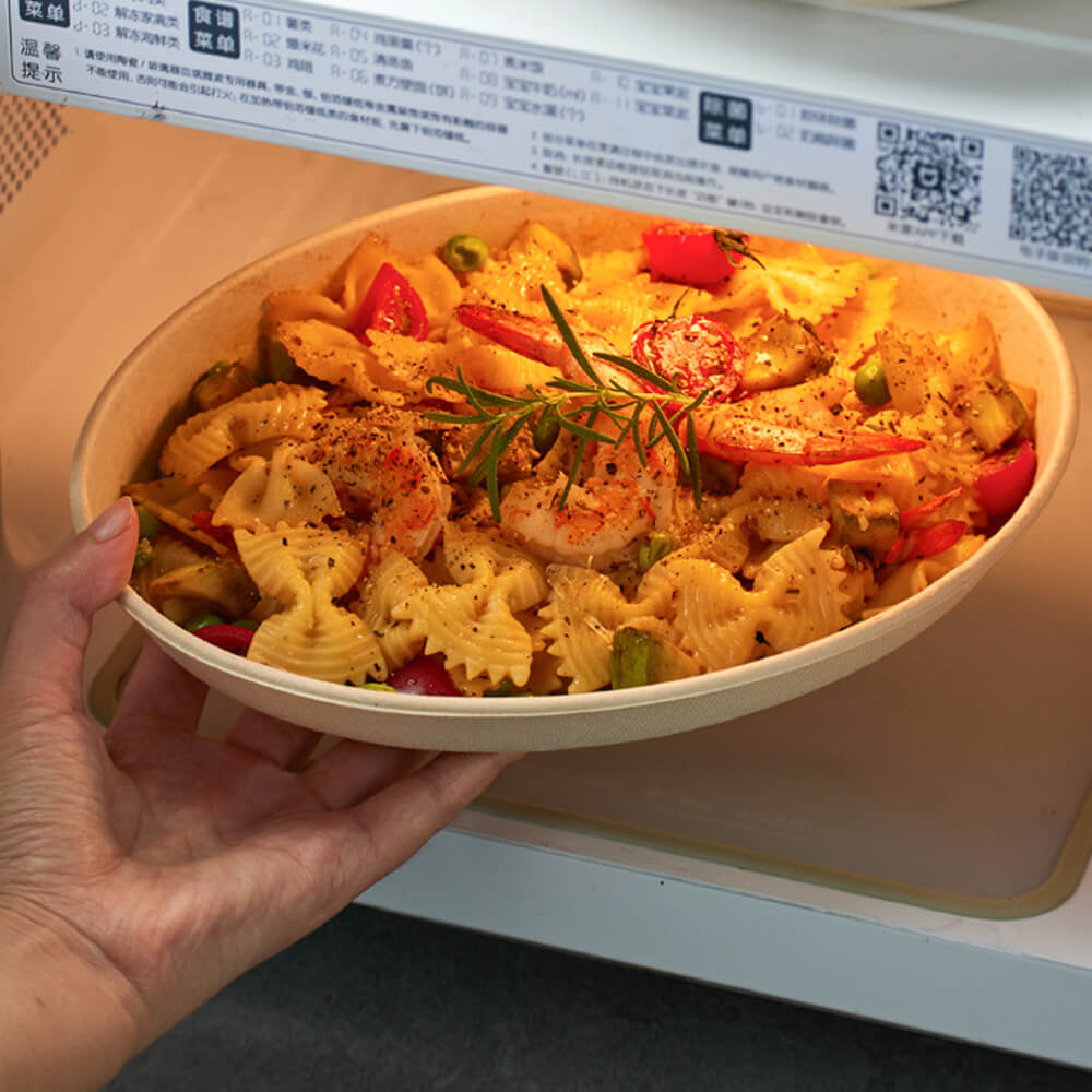 Biodegradable Oval Light Meal Containers - Fitness Salad Boxes with Optional PET Lids